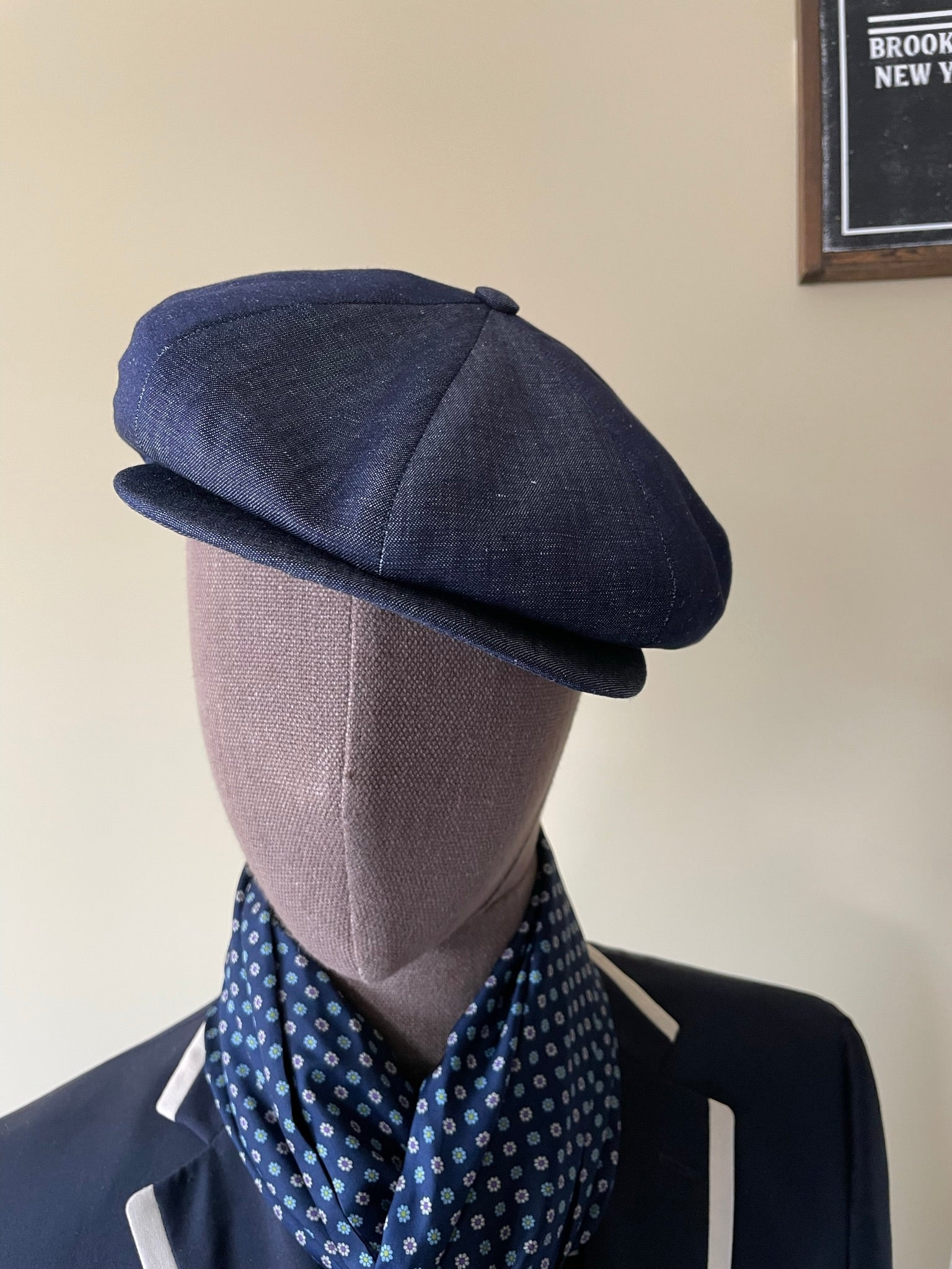 Brooklyn Slim Newsboy Cap Indigo