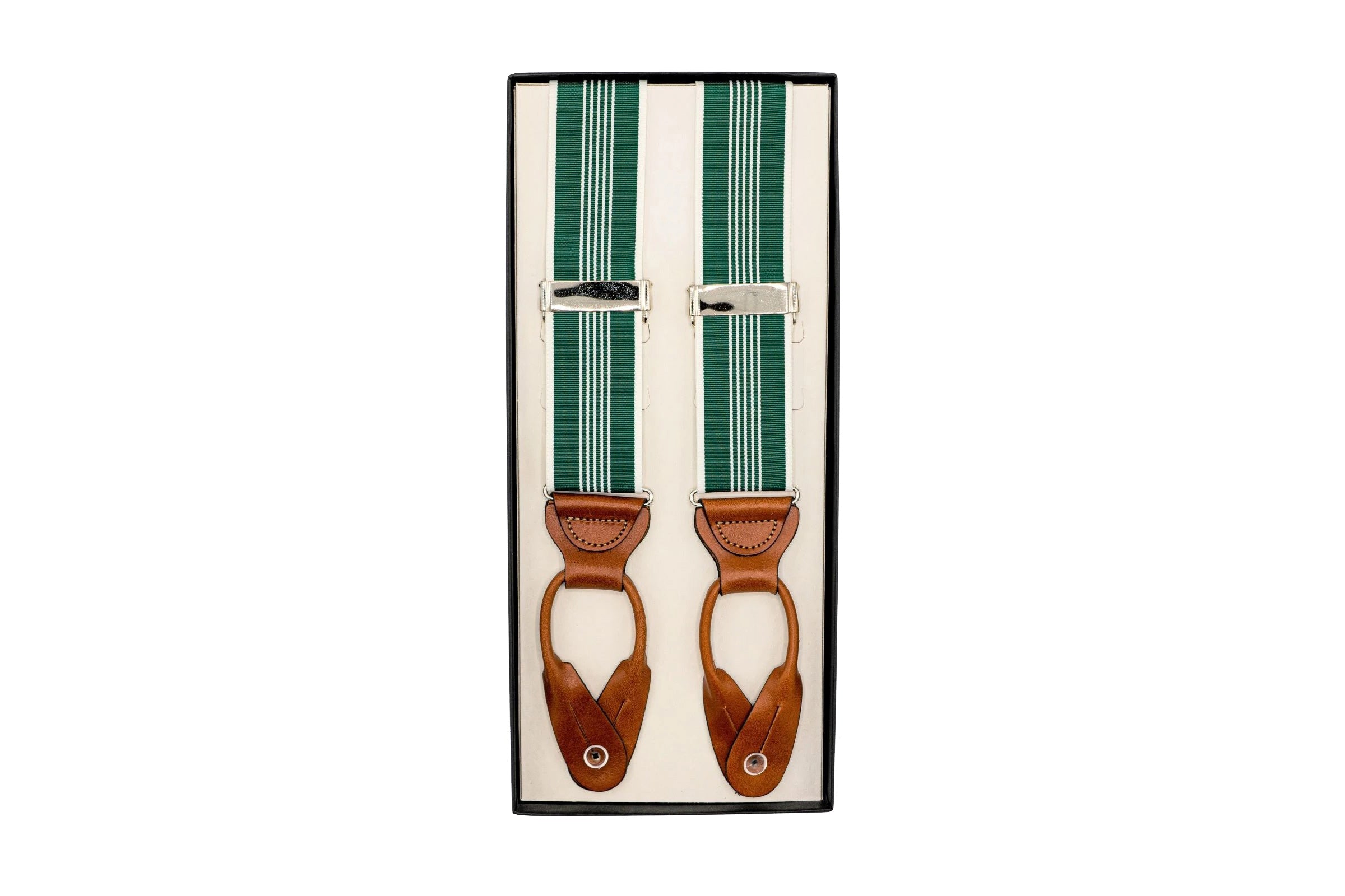 Cricket Stripe Suspenders Kelly Green: Circa 1933 Collection