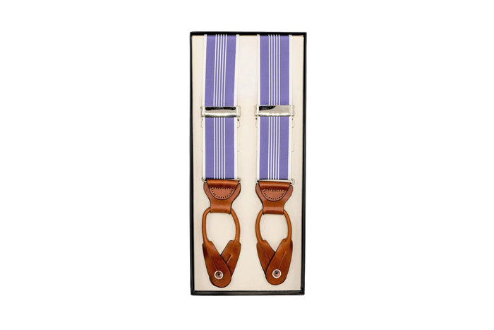 Cricket Stripe Suspenders Lavender: Circa 1933 Collection
