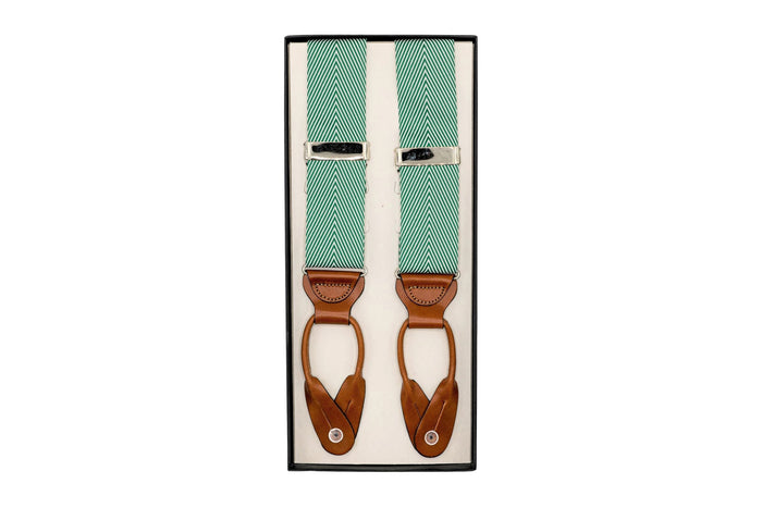 Newport Herringbone Suspenders: Spring Green