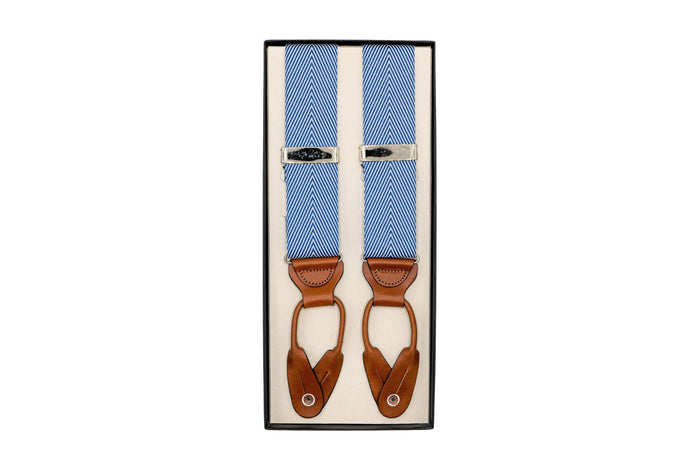 Newport Herringbone Suspenders: Chambray