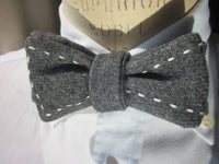 The Ellis Saddle-Stitched Bow Tie: Charcoal